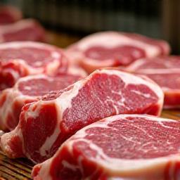 Tagli di carne fresca in esposizione